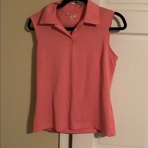 WOMENS PINK ADIDAS SLEEVELESS POLO TOP